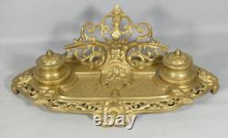 Encrier Napoléon III en bronze doré, époque XIX ème