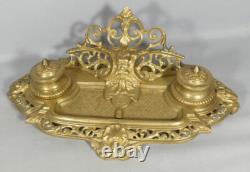 Encrier Napoléon III en bronze doré, époque XIX ème