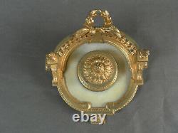 Encrier en bronze ciselé doré au mercure XIXe Napoléon III décor balustrade