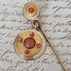 Epingle Corail Pomponne Ancienne Milieu XIXè Napoléon III Victorian Pin 19thC