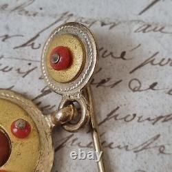 Epingle Corail Pomponne Ancienne Milieu XIXè Napoléon III Victorian Pin 19thC