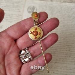 Epingle Corail Pomponne Ancienne Milieu XIXè Napoléon III Victorian Pin 19thC