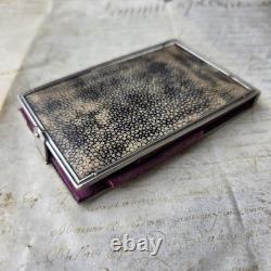 Etui Cartes Galuchat XIXè Monture Argent Réal Passage Choiseul Napoléon III