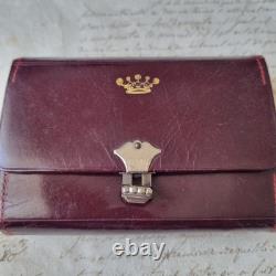 Etui Couture Complet Couronne Vicomtale Cuir XIXè Carnet Crayon et Porte Monnaie