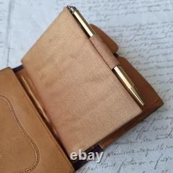 Etui Couture Complet Couronne Vicomtale Cuir XIXè Carnet Crayon et Porte Monnaie
