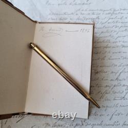 Etui Couture Complet Couronne Vicomtale Cuir XIXè Carnet Crayon et Porte Monnaie