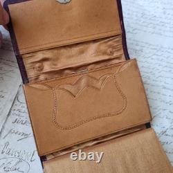 Etui Couture Complet Couronne Vicomtale Cuir XIXè Carnet Crayon et Porte Monnaie