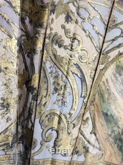 Eventail ancien Napoléon III XIXe Décor scènes galantes Monture Nacre