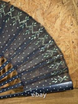 Éventail de Bal Napoléon III Tulle Noir & Sequins XIXe