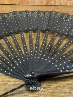Éventail de Bal Napoléon III Tulle Noir & Sequins XIXe