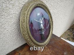 Ex Voto globe verre Crucifix Jesus old reliquary Napoleon III XIXe religion