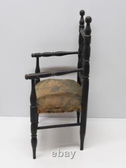 - FAUTEUIL de POUPEE XIXe NAPOLEON III BOIS NOIRCI Tissu origine sorti grenier D