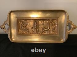 Ferdinand Levillain & Barbedienne, Plat en bronze XIXe, dorure médaille