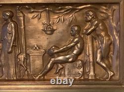 Ferdinand Levillain & Barbedienne, Plat en bronze XIXe, dorure médaille