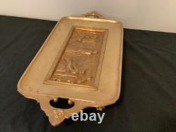 Ferdinand Levillain & Barbedienne, Plat en bronze XIXe, dorure médaille