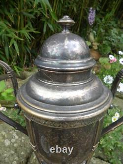 Fontaine A Eau Chaude Samovar Métal Argenté XIX. 2 litres complet Napoleon 3