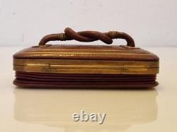 Franc-maçonnerie Boîte cuir et laiton noud en lacs d'amour fin XIX / XXème