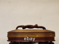 Franc-maçonnerie Boîte cuir et laiton noud en lacs d'amour fin XIX / XXème