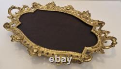 France Grand plateau/surtout/centre de table Bronze et bois L. 44,5 cm XIX