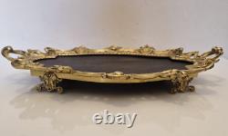 France Grand plateau/surtout/centre de table Bronze et bois L. 44,5 cm XIX