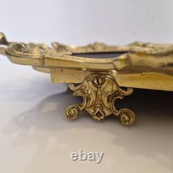 France Grand plateau/surtout/centre de table Bronze et bois L. 44,5 cm XIX