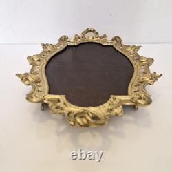 France Grand plateau/surtout/centre de table Bronze et bois L. 44,5 cm XIX