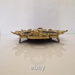 France Grand plateau/surtout/centre de table Bronze et bois L. 44,5 cm XIX