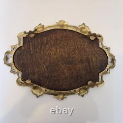 France Grand plateau/surtout/centre de table Bronze et bois L. 44,5 cm XIX