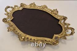 France Grand plateau/surtout/centre de table Bronze et bois L. 44,5 cm XIX