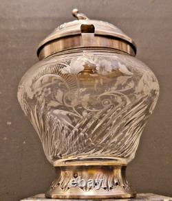 France Moutardier en cristal gravé et argent massif 1er titre H. 13 cm XIX
