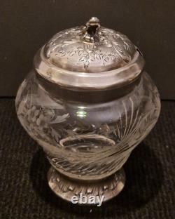 France Moutardier en cristal gravé et argent massif 1er titre H. 13 cm XIX