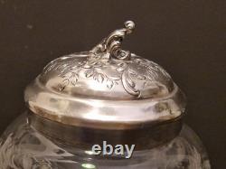 France Moutardier en cristal gravé et argent massif 1er titre H. 13 cm XIX
