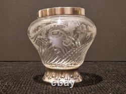 France Moutardier en cristal gravé et argent massif 1er titre H. 13 cm XIX