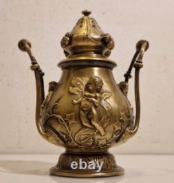 France art sacré Brûle encens / parfum Bronze massif, décor de 4 putti XIX