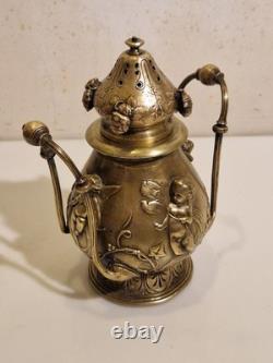 France art sacré Brûle encens / parfum Bronze massif, décor de 4 putti XIX