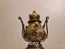 France art sacré Brûle encens / parfum Bronze massif, décor de 4 putti XIX