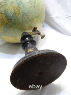 -GRAND GLOBE TERRESTRE J. FOREST NAPOLEON III XIXe Pied BOIS NOIRCI COLLECTION D