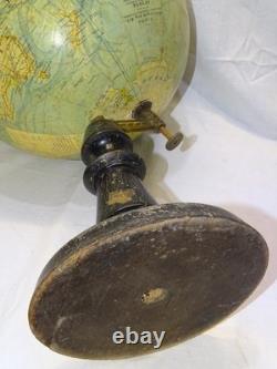 -GRAND GLOBE TERRESTRE J. FOREST NAPOLEON III XIXe Pied BOIS NOIRCI COLLECTION D