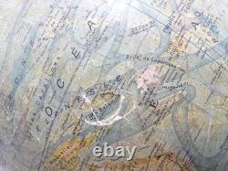 -GRAND GLOBE TERRESTRE J. FOREST NAPOLEON III XIXe Pied BOIS NOIRCI COLLECTION D
