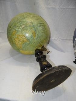 -GRAND GLOBE TERRESTRE J. FOREST NAPOLEON III XIXe Pied BOIS NOIRCI COLLECTION D