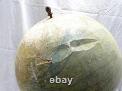 -GRAND GLOBE TERRESTRE J. FOREST NAPOLEON III XIXe Pied BOIS NOIRCI COLLECTION D