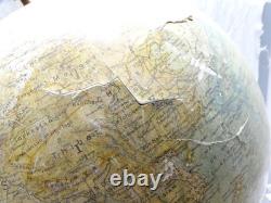 -GRAND GLOBE TERRESTRE J. FOREST NAPOLEON III XIXe Pied BOIS NOIRCI COLLECTION D