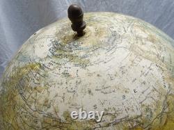 -GRAND GLOBE TERRESTRE J. FOREST NAPOLEON III XIXe Pied BOIS NOIRCI COLLECTION D