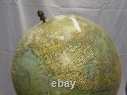 -GRAND GLOBE TERRESTRE J. FOREST NAPOLEON III XIXe Pied BOIS NOIRCI COLLECTION D