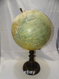 -GRAND GLOBE TERRESTRE J. FOREST NAPOLEON III XIXe Pied BOIS NOIRCI COLLECTION D