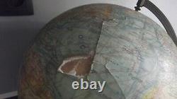 GRAND Globe terrestre J. Forest mappemonde accidenté Napoléon III objet XIX ème