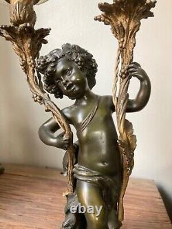 GRANDE LAMPE XIX eme BRONZE AMOUR PUTTI DE CLODION NAPOLEON 3