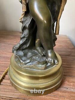 GRANDE LAMPE XIX eme BRONZE AMOUR PUTTI DE CLODION NAPOLEON 3