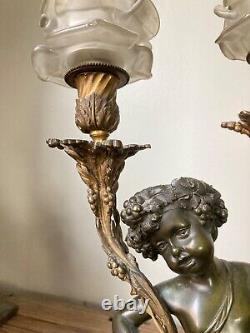 GRANDE LAMPE XIX eme BRONZE AMOUR PUTTI DE CLODION NAPOLEON 3