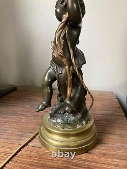 GRANDE LAMPE XIX eme BRONZE AMOUR PUTTI DE CLODION NAPOLEON 3